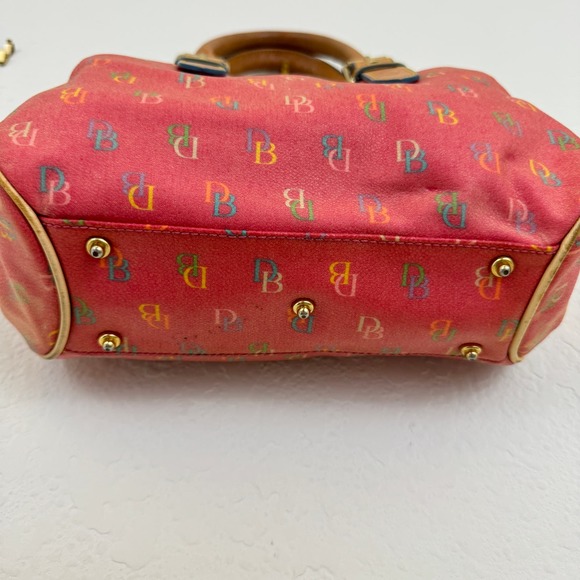 Dooney & Bourke Y2K Small Buckle Satchel Monogram Leather Bag Satchel Rainbow - Picture 3 of 14